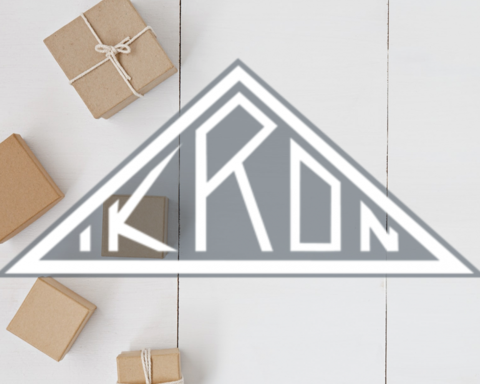 IKRON logo with presents